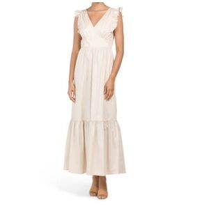 Maggy London Cream Tiered Maxi Sundress